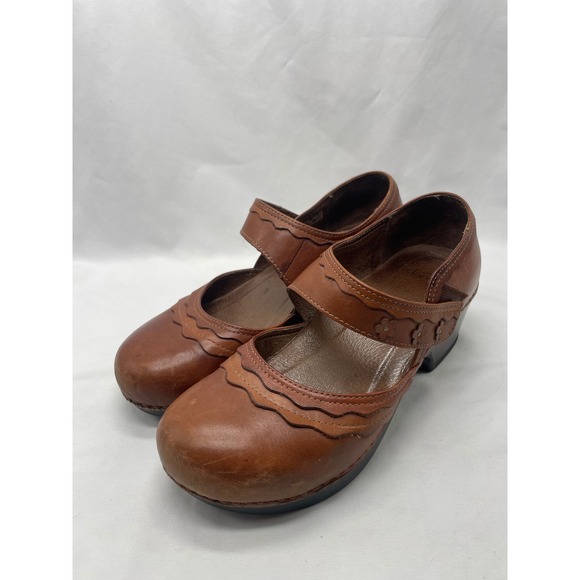 Dansko Brown Leather Mary Jane Heels Size 41/10.5 Retro, Librarian, Work, Office - Picture 1 of 12